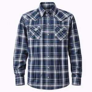 Men’s BKE Buckle Athletic Fit Medium Pearl Snap L/S Blue Cowboy Shirt Size M